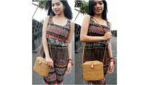 women handbag long handle leather ata rattan grass handmade bali